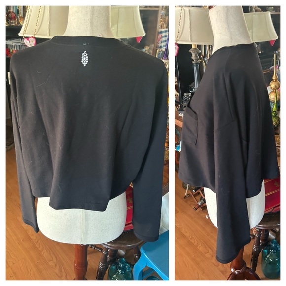 FREE PEOPLE Cropped Black Sweatshirt - Picture 5 of 11
